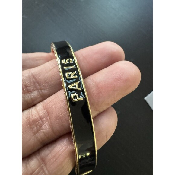 Christian Dior Night Code Black Lacquer M Crystal Edge Gold Finish Cuff Bangle - Picture 10 of 16